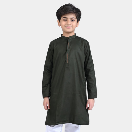 Boys Oxford Basic Kurta (Cross Stitch)-Green