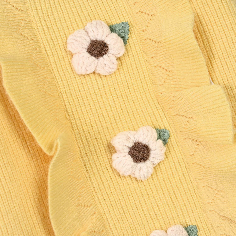 Infant Girls Acrylic Sweater-Sunshine Bloom-Yellow
