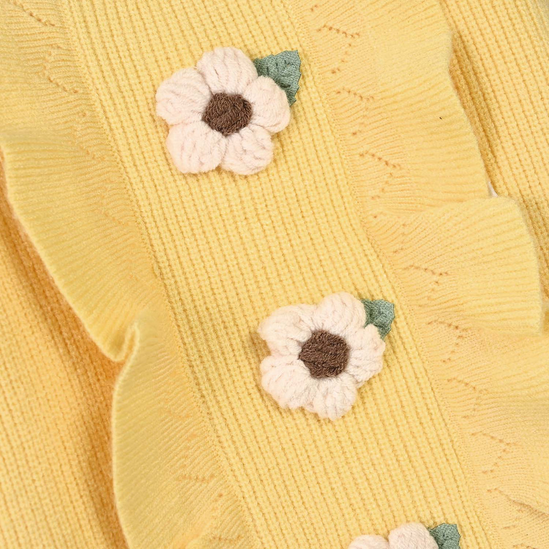 Infant Girls Acrylic Sweater-Sunshine Bloom-Yellow
