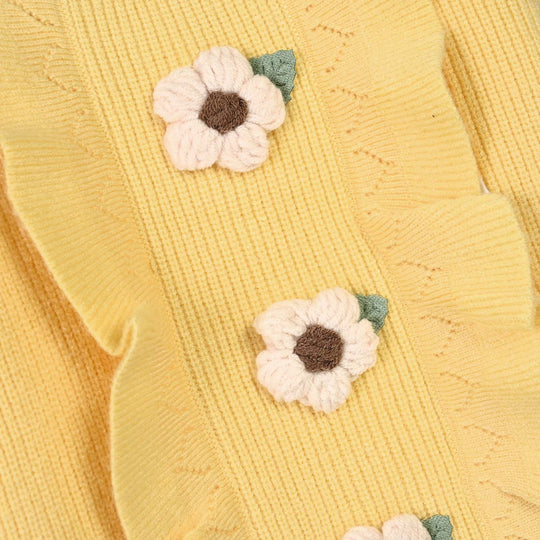 Infant Girls Acrylic Sweater-Sunshine Bloom-Yellow