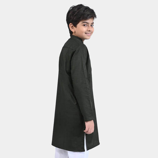 Boys Oxford Basic Kurta (Cross Stitch)-Green