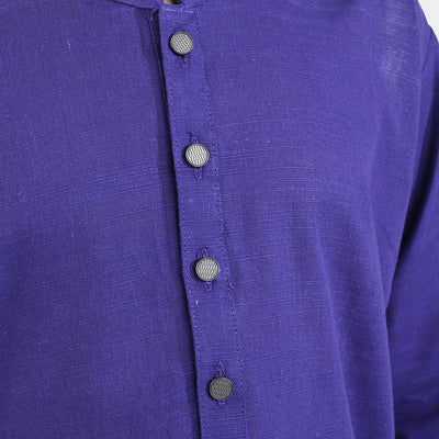 Boys Cotton Slub Basic Kurta (Snap Button)-Purple