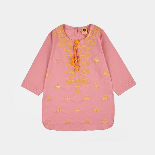 Girls Cotton Emb 2Piece Komal-Pink