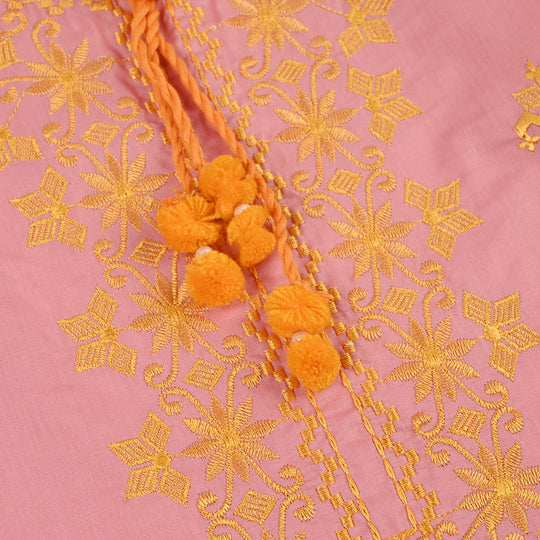 Girls Cotton Emb 2Piece Komal-Pink