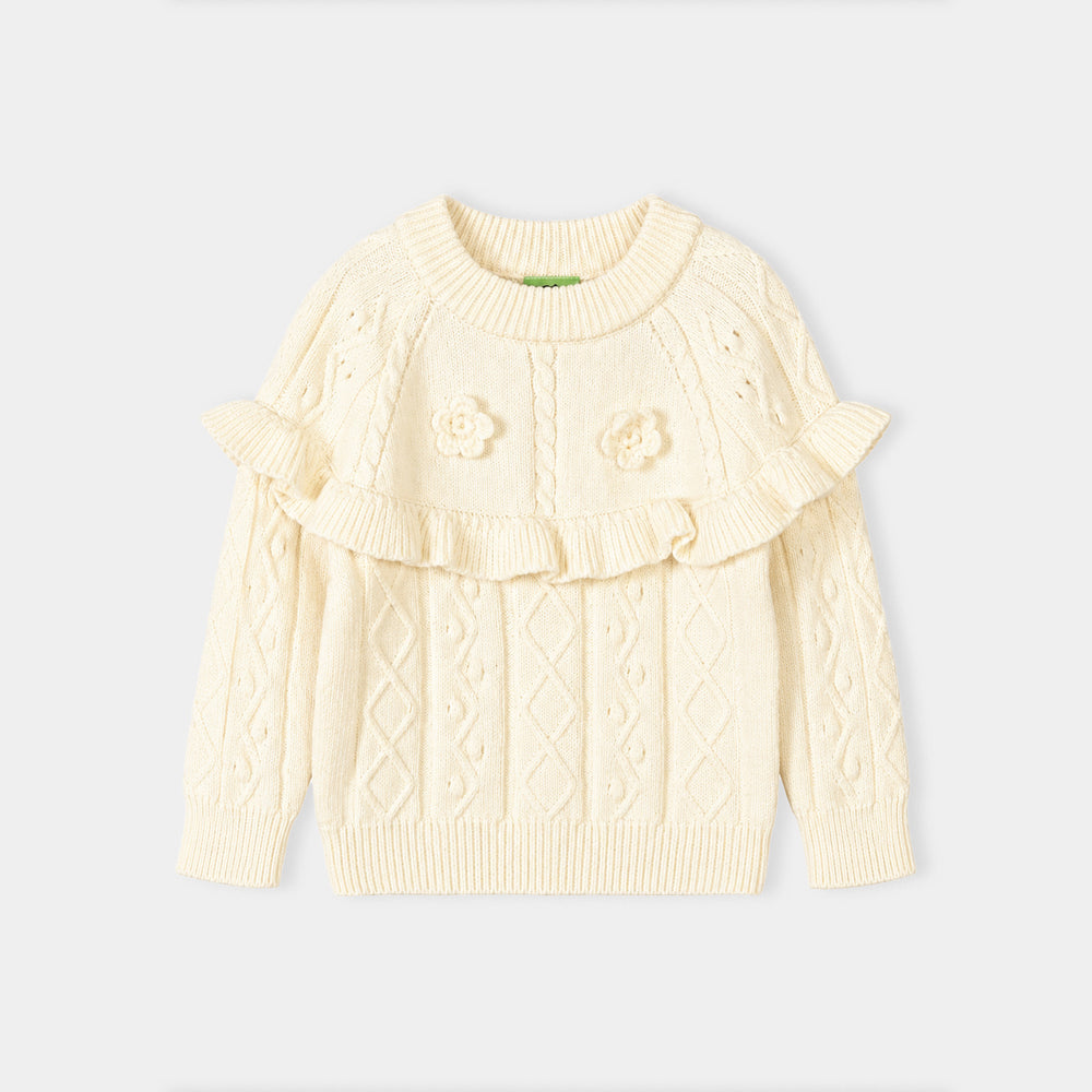 Infant Girls Acrylic Co-ord Set-Yoke Frill-Brown
