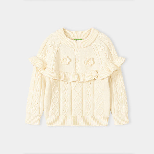 Infant Girls Acrylic Co-ord Set-Yoke Frill-Brown