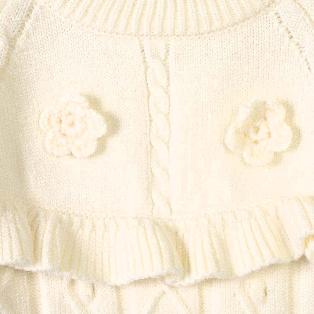 Infant Girls Acrylic Co-ord Set-Yoke Frill-Brown