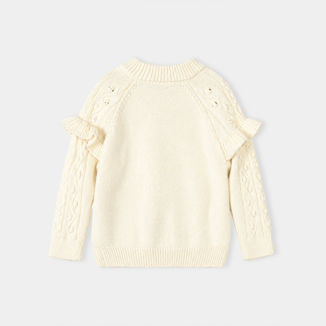 Infant Girls Acrylic Co-ord Set-Yoke Frill-Brown