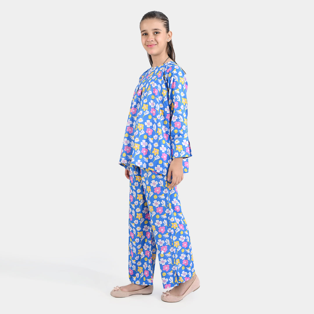 Girls Viscose Co-ord Set Floras-Blue