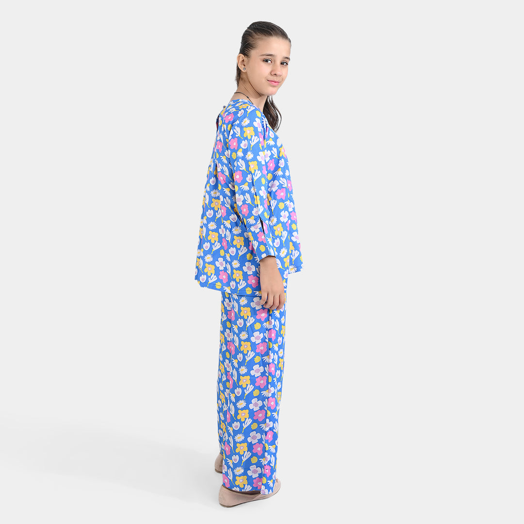 Girls Viscose Co-ord Set Floras-Blue