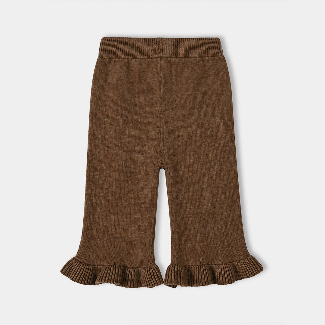 Infant Girls Acrylic Co-ord Set-Yoke Frill-Brown