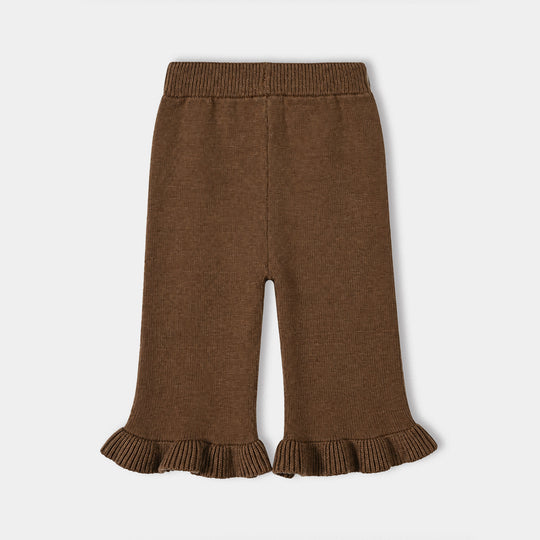 Infant Girls Acrylic Co-ord Set-Yoke Frill-Brown