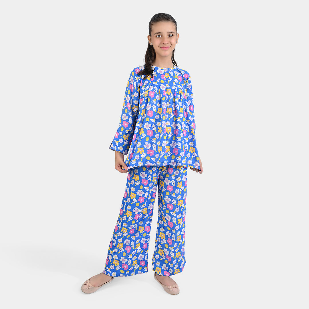 Girls Viscose Co-ord Set Floras-Blue