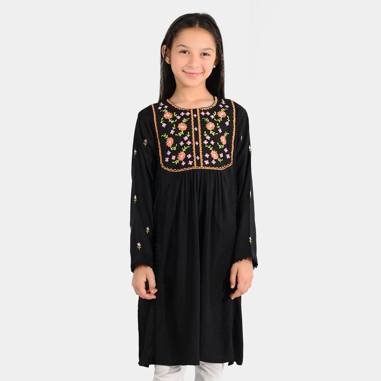 Girls Jacquard Emb Kurti Rango Ki Rani-BLACK Price in Pakistan | Bachaa ...