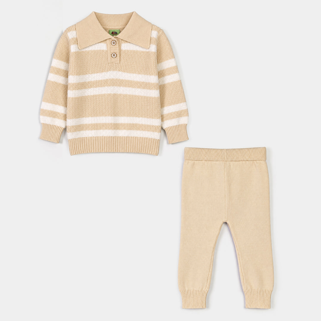 Infant Boys Acrylic Co-ord Set-Classy-Cream