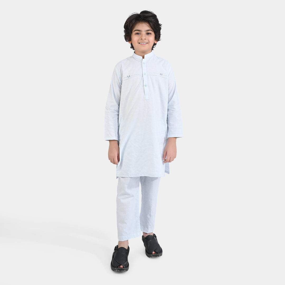 Boys Yarn Dyed Shalwar Suit -L/BLUE