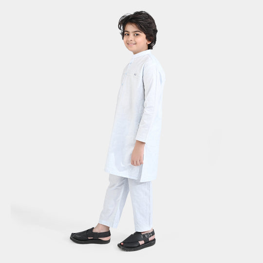 Boys Yarn Dyed Shalwar Suit -L/BLUE