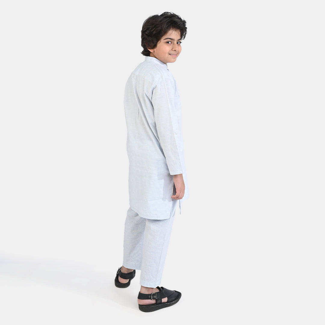 Boys Yarn Dyed Shalwar Suit -L/BLUE