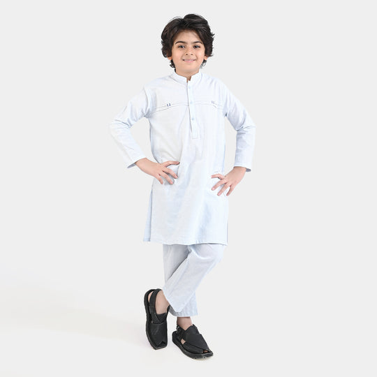 Boys Yarn Dyed Shalwar Suit -L/BLUE