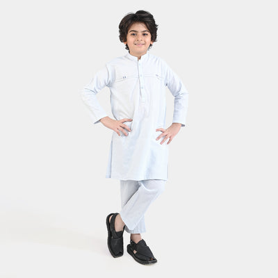 Boys Yarn Dyed Shalwar Suits -L/BLUE