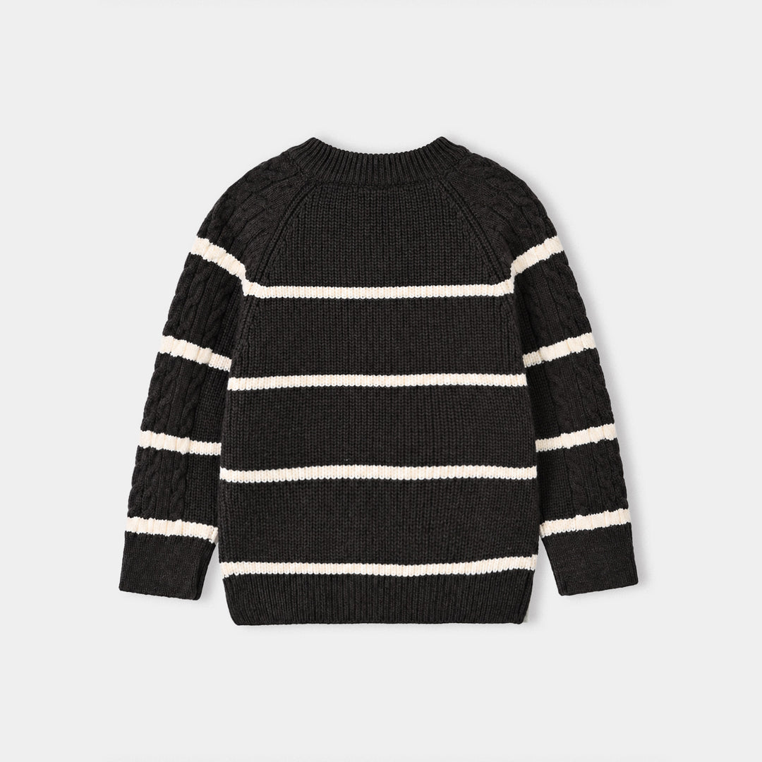 Infant Boys Acrylic Co-ord Set-Stripe Cable-GREY