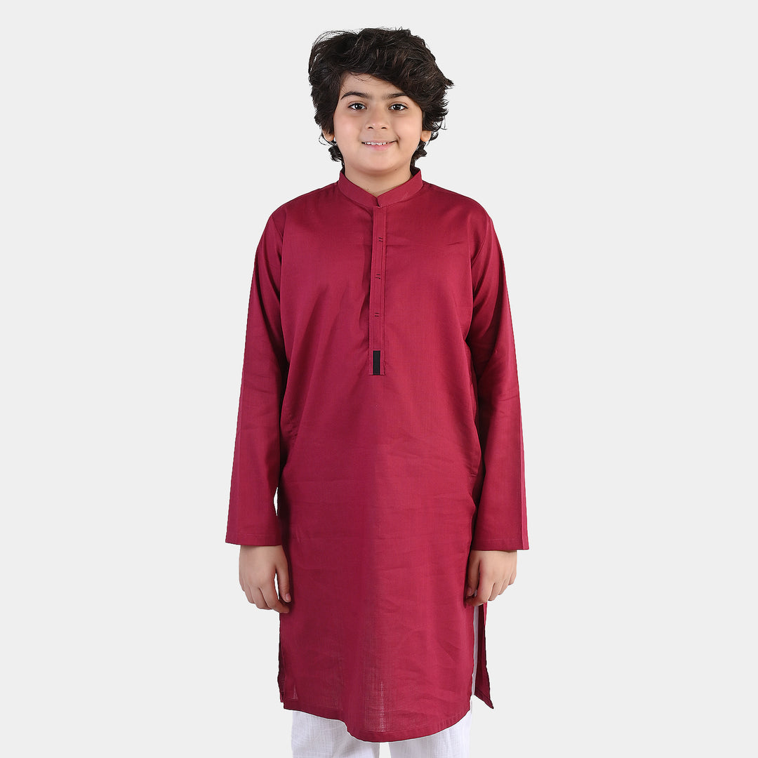 Boys Cotton Slub Kurta (Beet)-RED