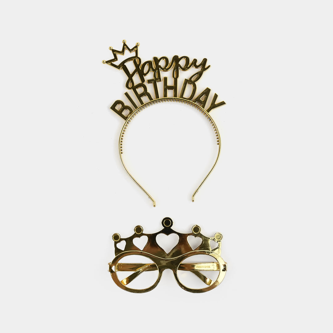 HBD Headband & Crown Party Glasses Set
