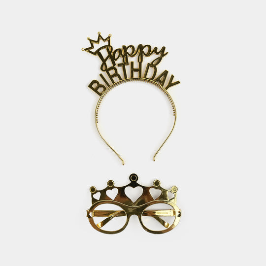 HBD Headband & Crown Party Glasses Set