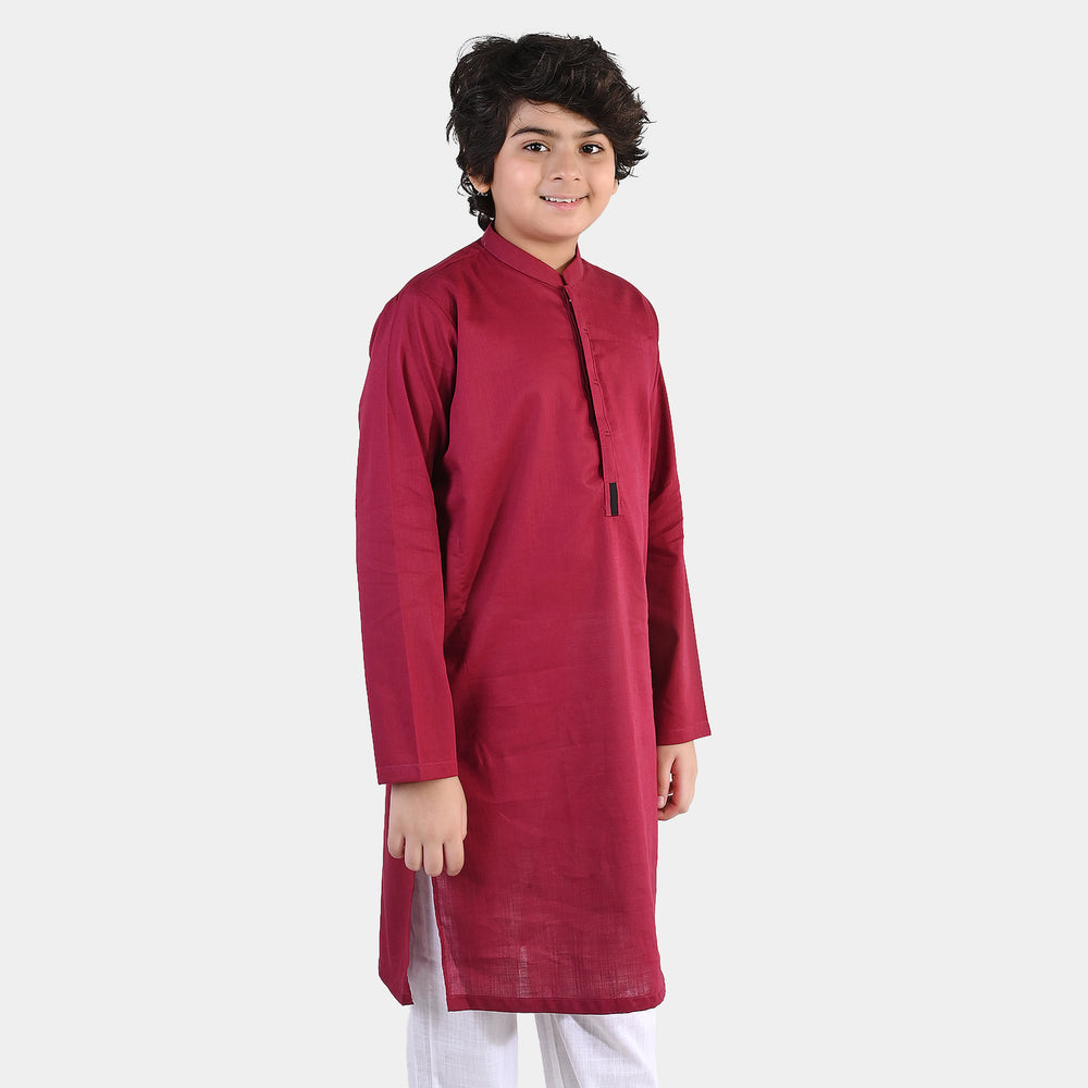 Boys Cotton Slub Kurta (Beet)-RED