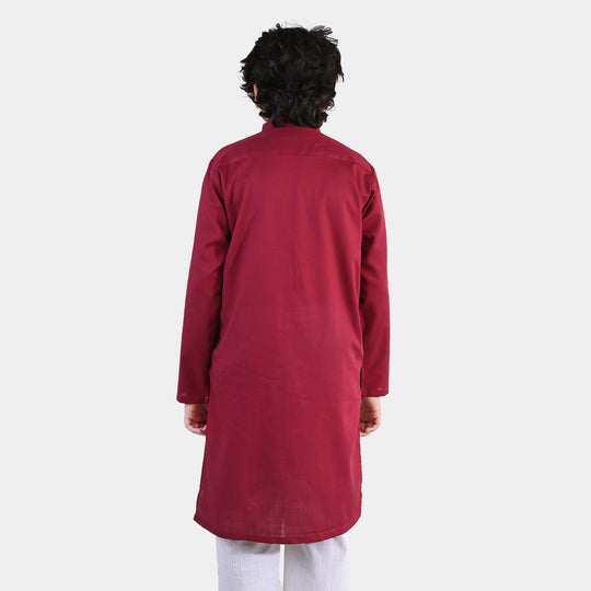 Boys Cotton Slub Kurta (Beet)-RED