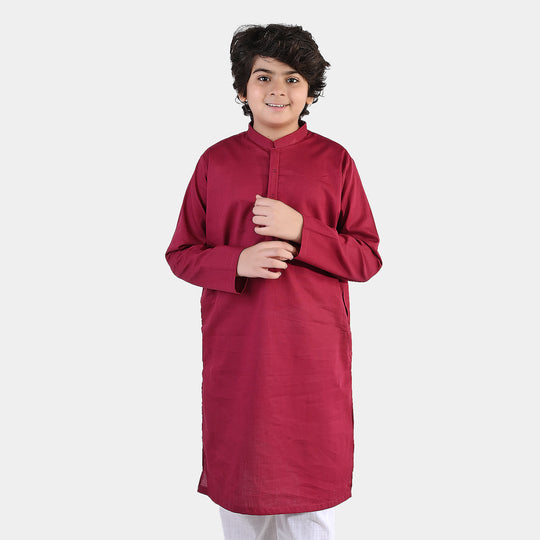 Boys Cotton Slub Kurta (Beet)-RED