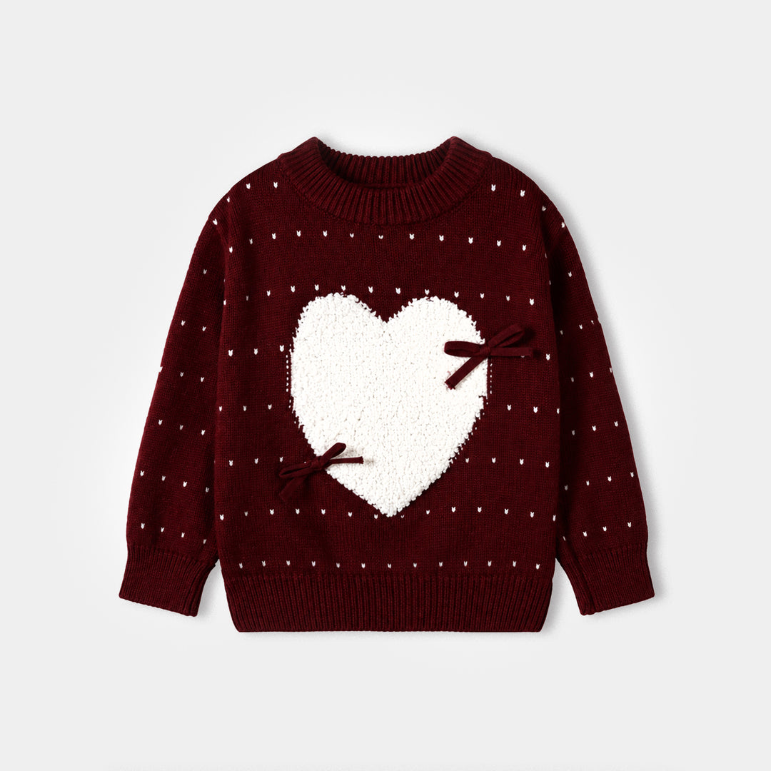 Infant Girls Acrylic Co-ord Set-Heart-MAROON