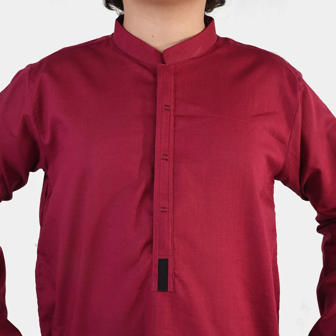 Boys Cotton Slub Kurta (Beet)-RED