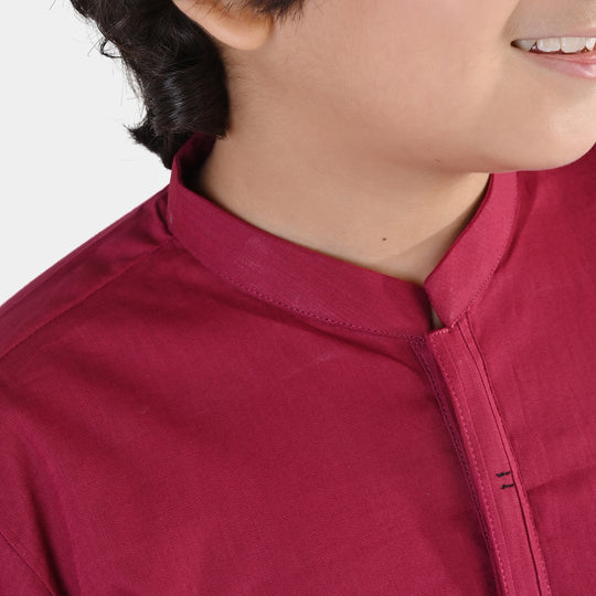 Boys Cotton Slub Kurta (Beet)-RED
