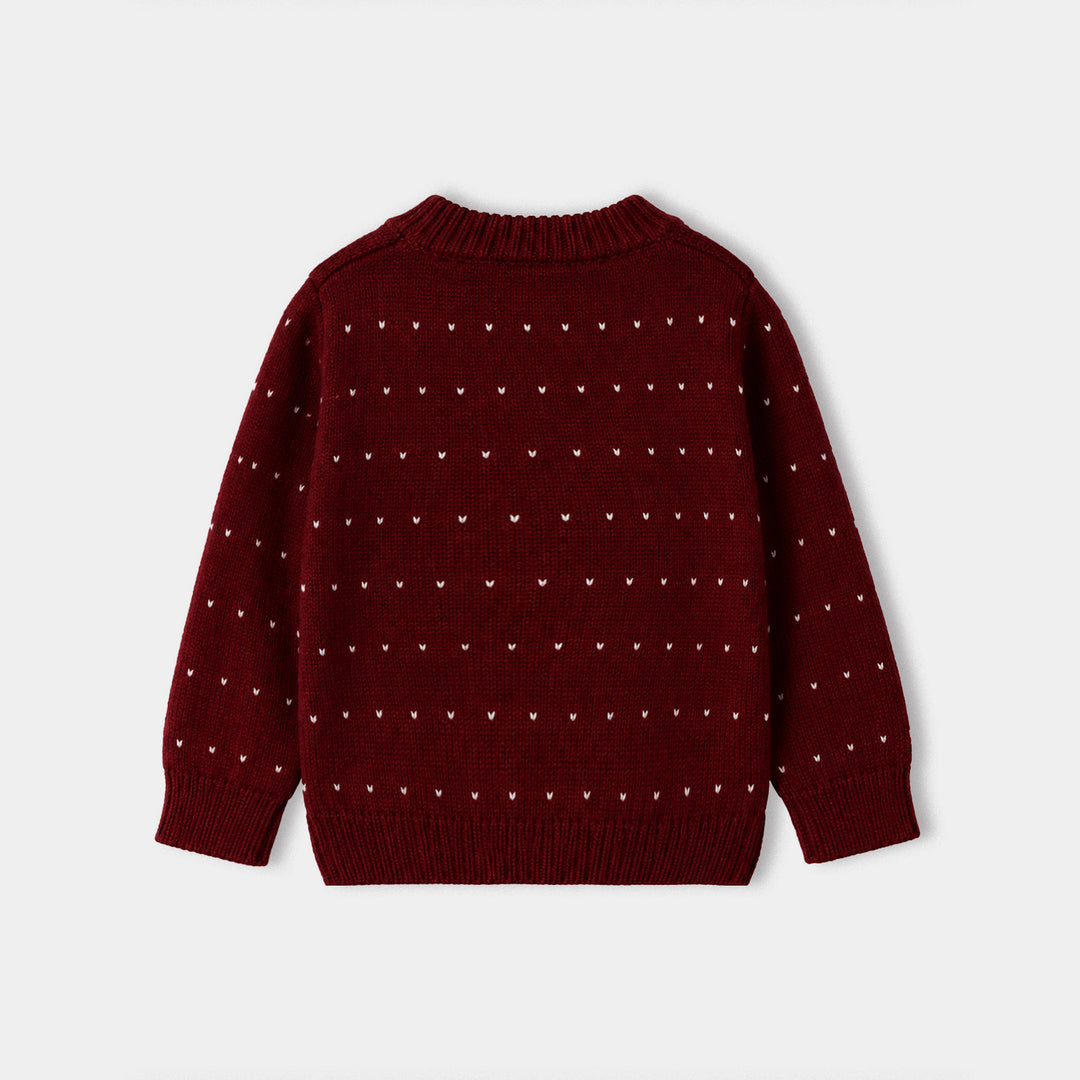 Infant Girls Acrylic Co-ord Set-Heart-MAROON