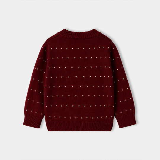 Infant Girls Acrylic Co-ord Set-Heart-MAROON