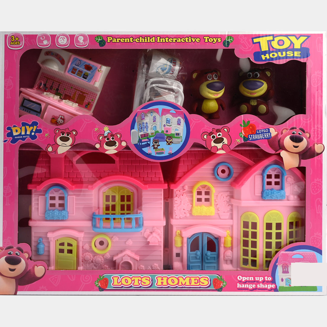 Doll Villa With Kitchen Set for Kids