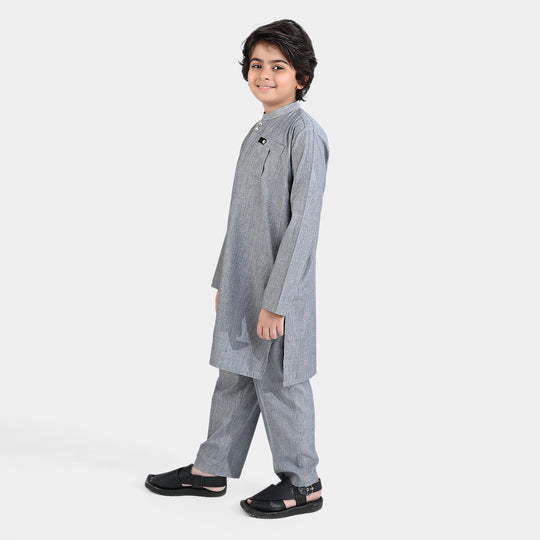 Boys Poly Viscose Shalwar Suit (Front Pocket)-GREY