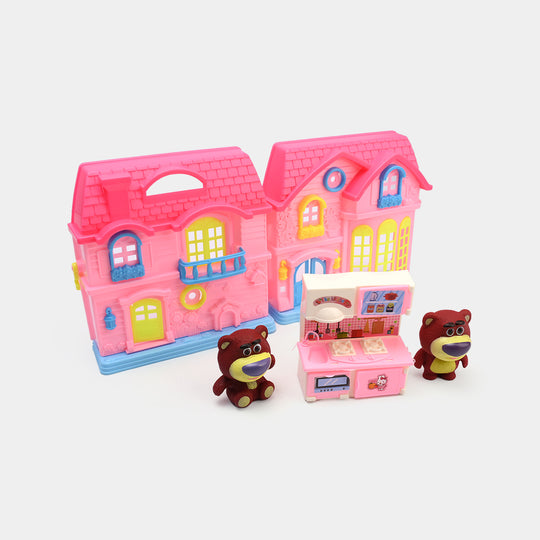 Doll Villa With Kitchen Set for Kids