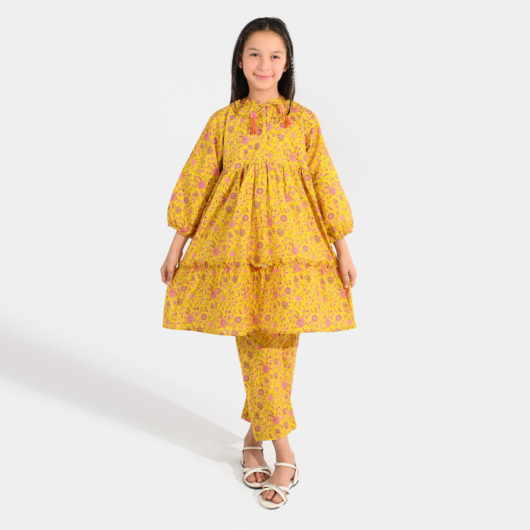 Girls Cotton Printed 2Pcs - Multi