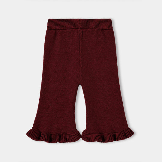 Infant Girls Acrylic Co-ord Set-Heart-MAROON