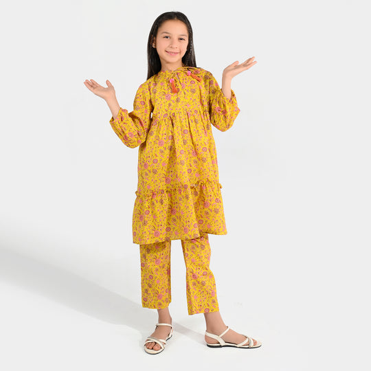 Girls Cotton Printed 2Pcs - Multi