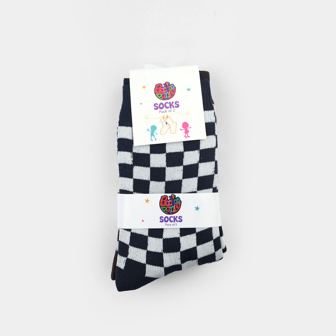 Boys Socks Pack Of 2 Check-Brown.Blue