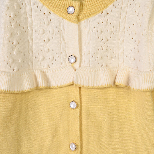 Infant Girls Acrylic Co-ord Set-Daisy-Yellow