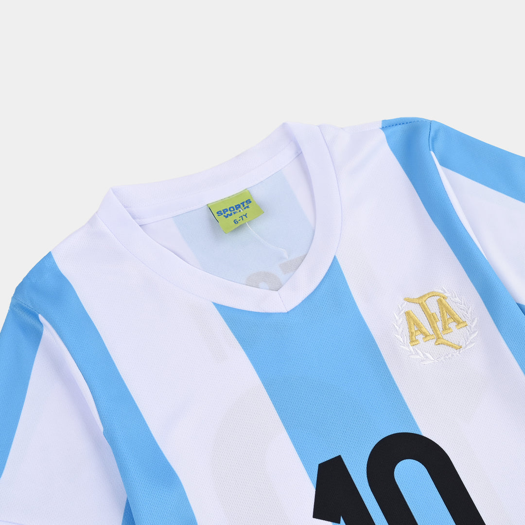 Boys Poly Jersey Suit-Blue.White