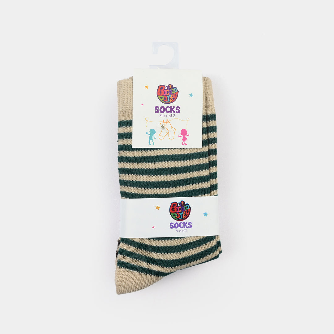 Boys Socks Pack Of 2 Striper-2-Brown.Yellow