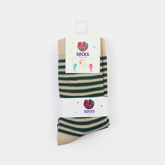 Boys Socks Pack Of 2 Striper-2-Brown.Yellow