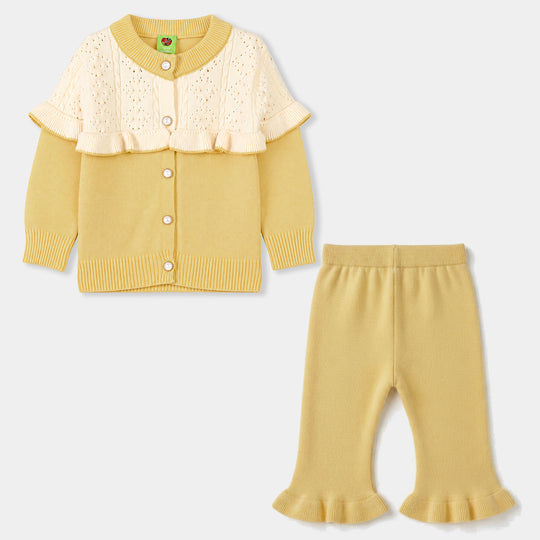 Infant Girls Acrylic Co-ord Set-Daisy-Yellow