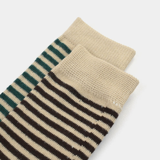 Boys Socks Pack Of 2 Striper-2-Brown.Yellow