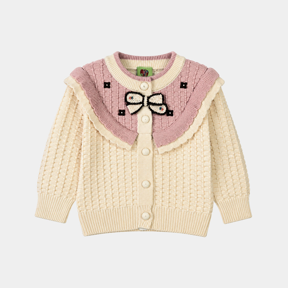 Infant Girls Acrylic Co-ord Set-Box Cabling-Lt.Pink